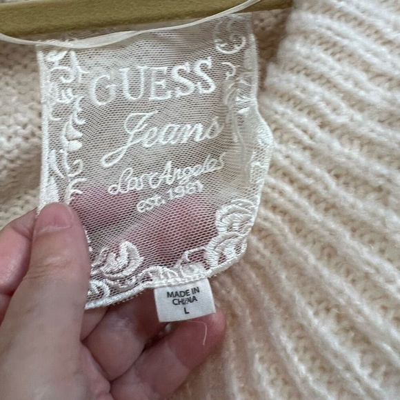 Guess Cream Scoop‎ Neck Tunic Sweater Dress Sz L Womens - Picture 3 of 7